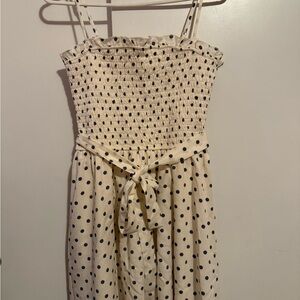Francesca's Collections Cream and Black Polka Dot Kids Dress
